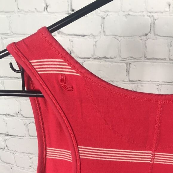 Lole Organic Cotton Tank Dress or swim coverup EUC Size Medium coral red white - Picture 4 of 4